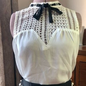 Jealous tomato white high collar blouse